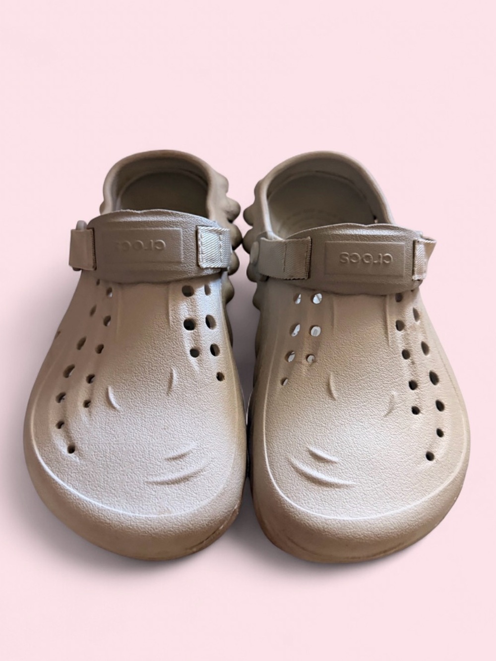 CROCS Kids Tan Beige Clog Sandals with Heel Strap